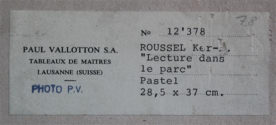 § Ker Xavier Roussel (1867-1944) Lecture dans le park, 11.25 x 8.5in.